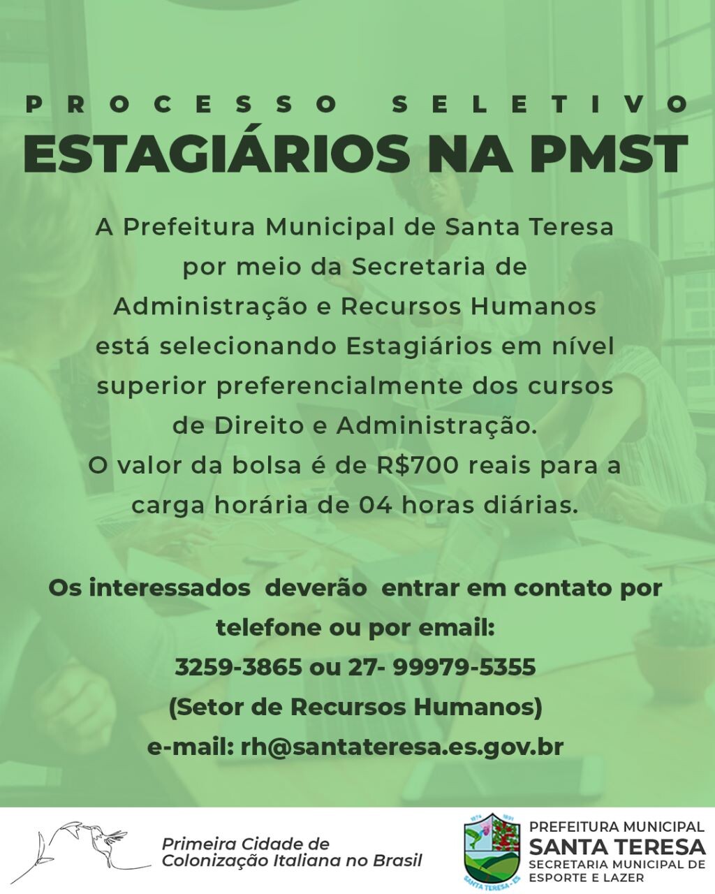 Processo Seletivo para Estagiários na PMST