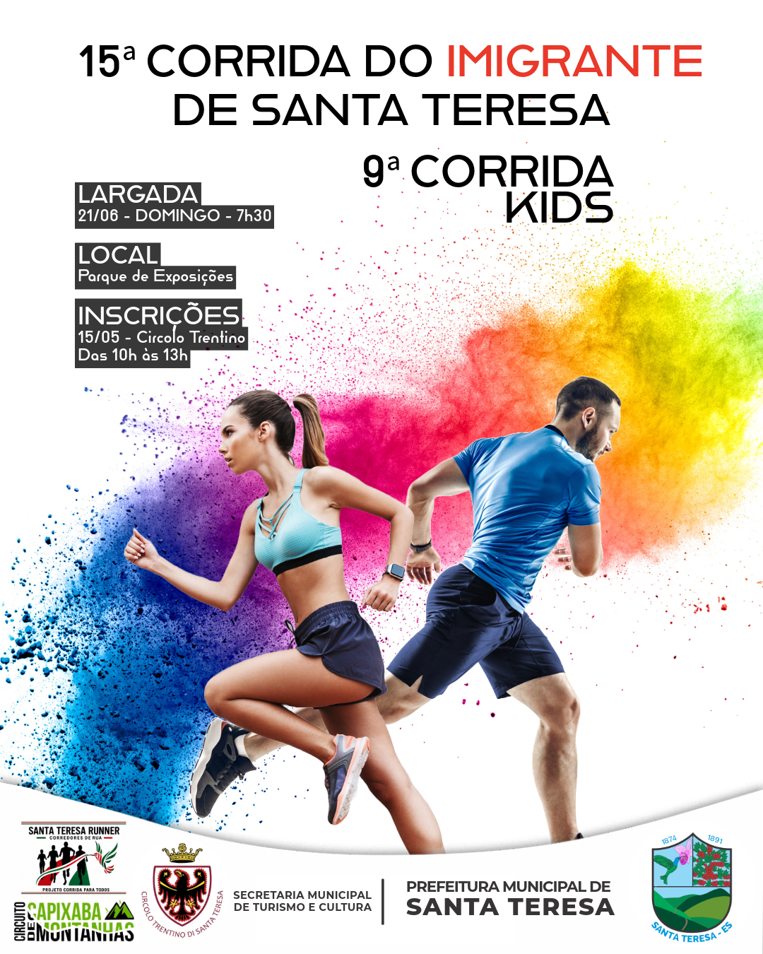 Santa Teresa realizará a 15ª Corrida do Imigrante e a 9ª Corridinha Kids em junho