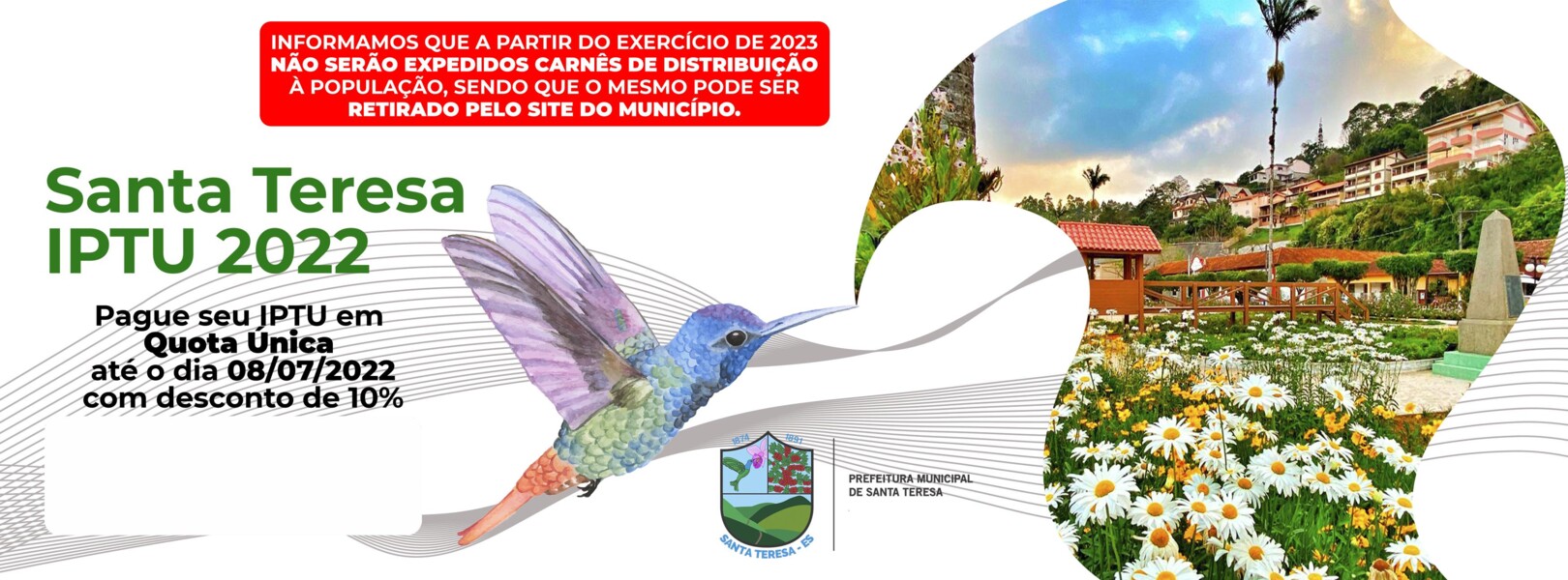 Os carnês do IPTU estão disponíveis na Prefeitura de Santa Teresa