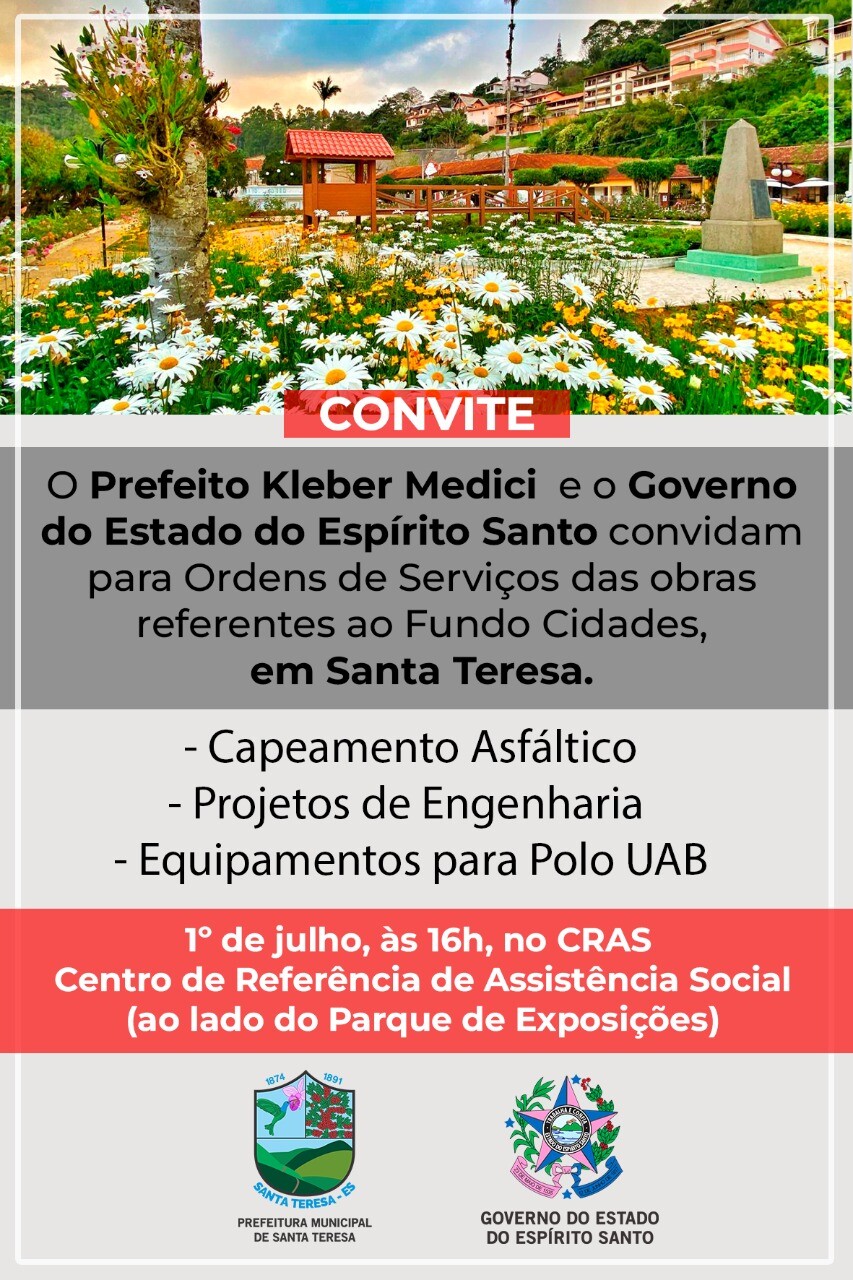Convite: Ordens de Serviços das obras do Fundo Cidades