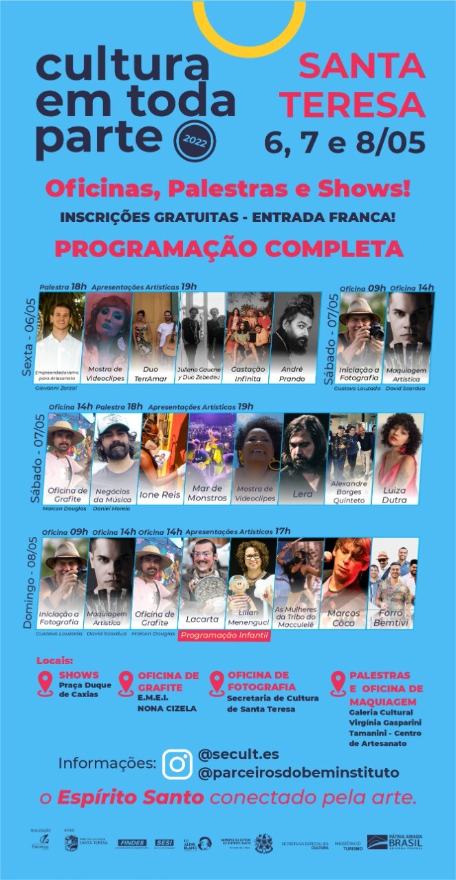 Santa Teresa recebe programação gratuita da caravana cultural no fim de semana