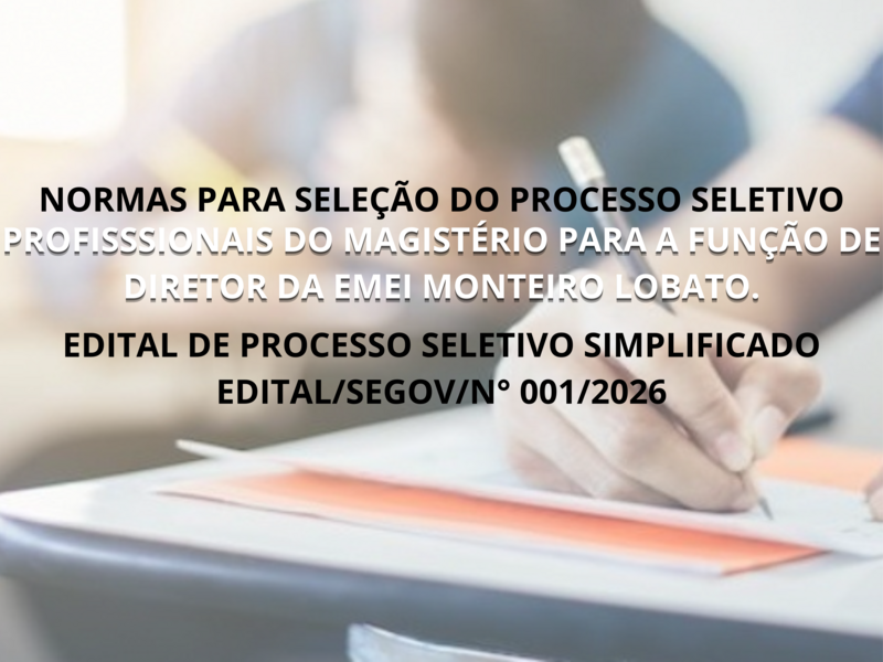 EDITAL DE PROCESSO SELETIVO SIMPLIFICADO/SEGOV/N°001/2026