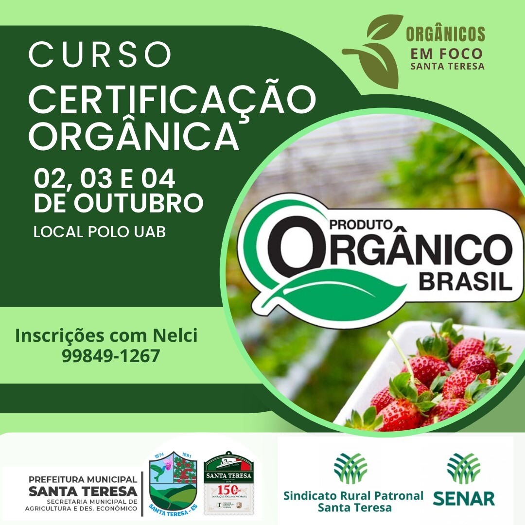Vem aí: Curso de Certificação Orgânica