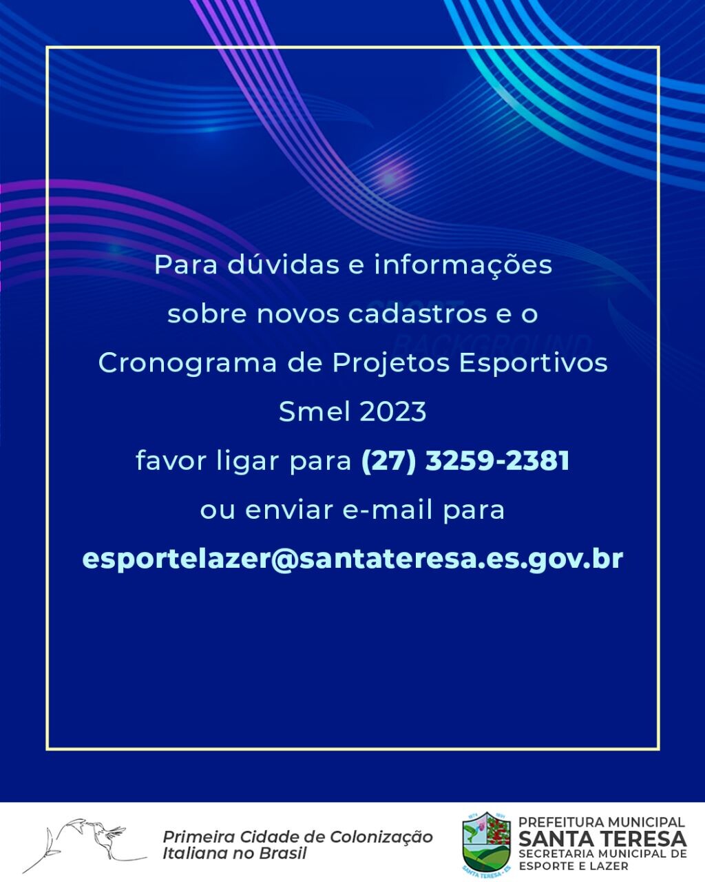 ESPORTE E LAZER CRONOGRAMA 