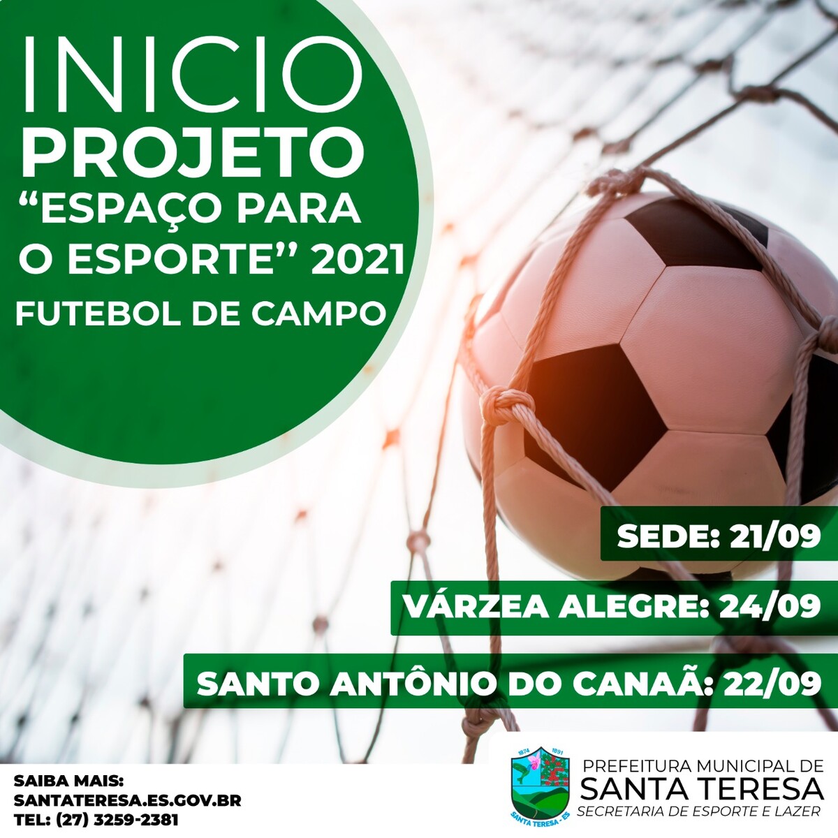 Projeto "Espaço para o Esporte" 2021, para futebol de campo