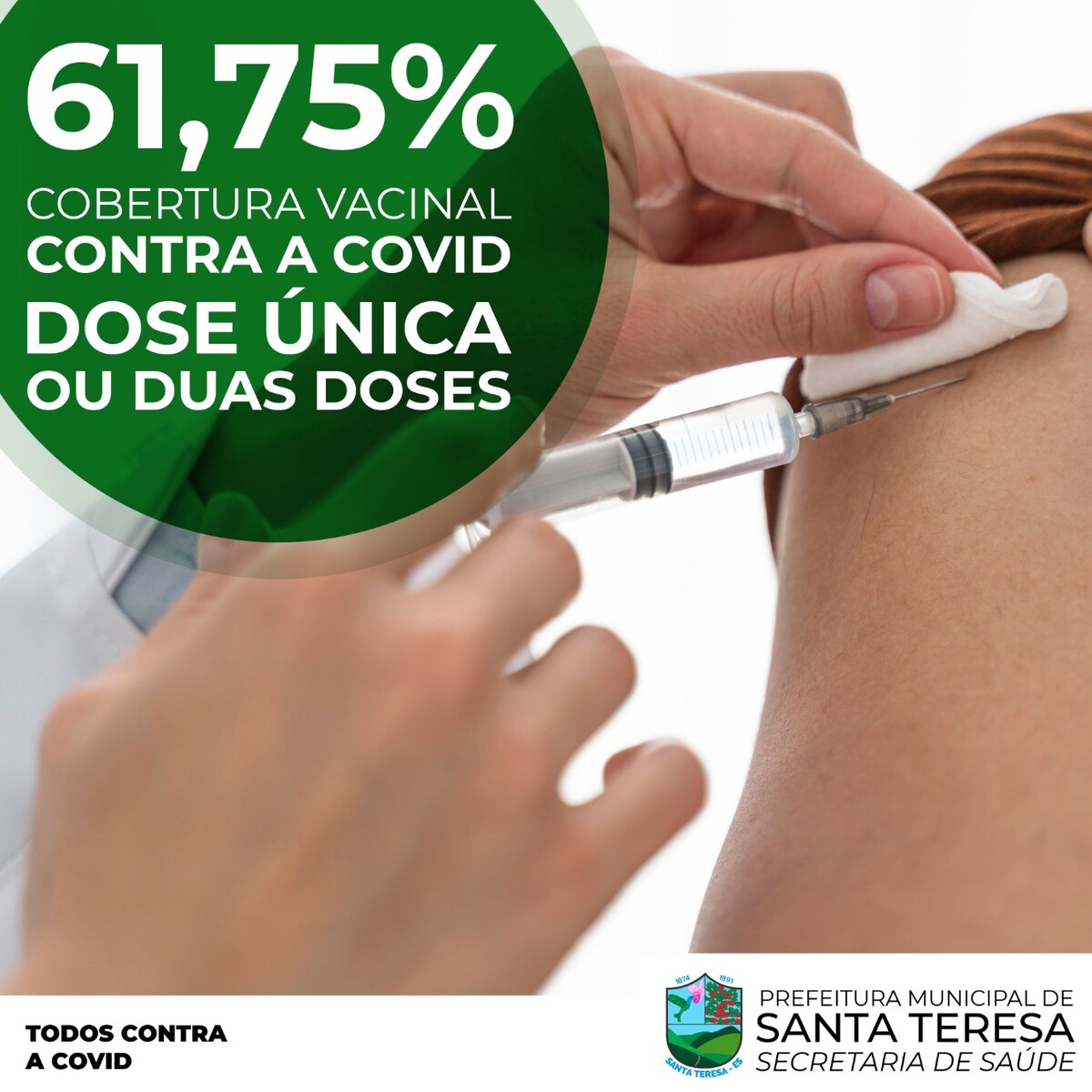 Santa Teresa atinge mais de 61% de cobertura vacinal contra a covid-19