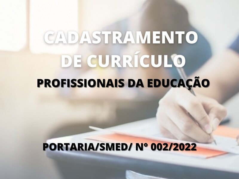 Cadastramento de currículo para preenchimento de vagas de profissionais da educação