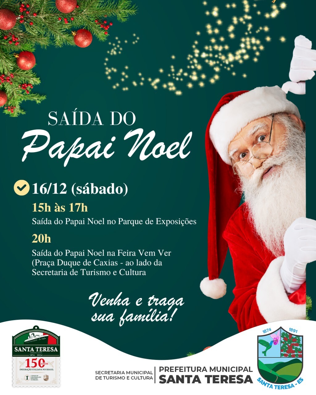 Saída do Papai Noel em Santa Teresa 