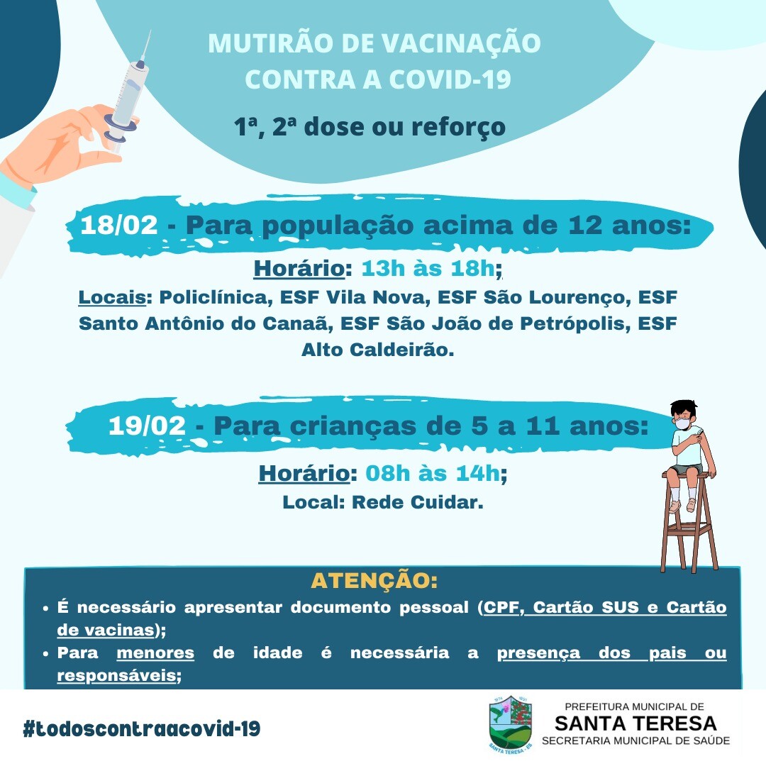 Mutirão de vacinação nesta sexta (18) e sábado (19)