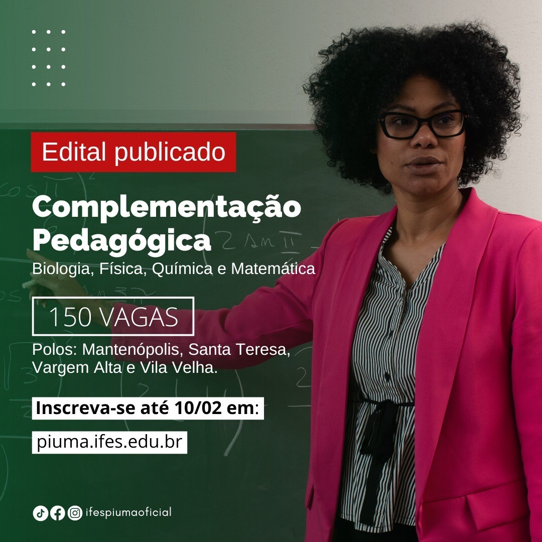 Edital nº 01/2025 - Processo Seletivo Simplificado Curso de Complementação Pedagógica