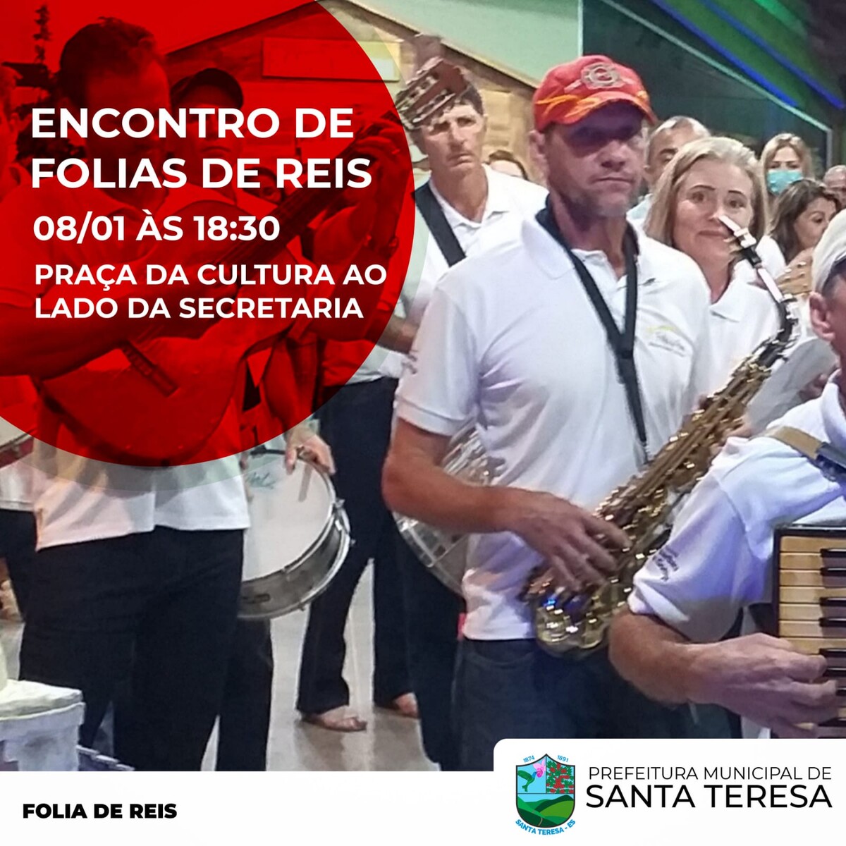 No próximo sábado (8) acontece o 1° Encontro de Folia de Reis em Santa Teresa