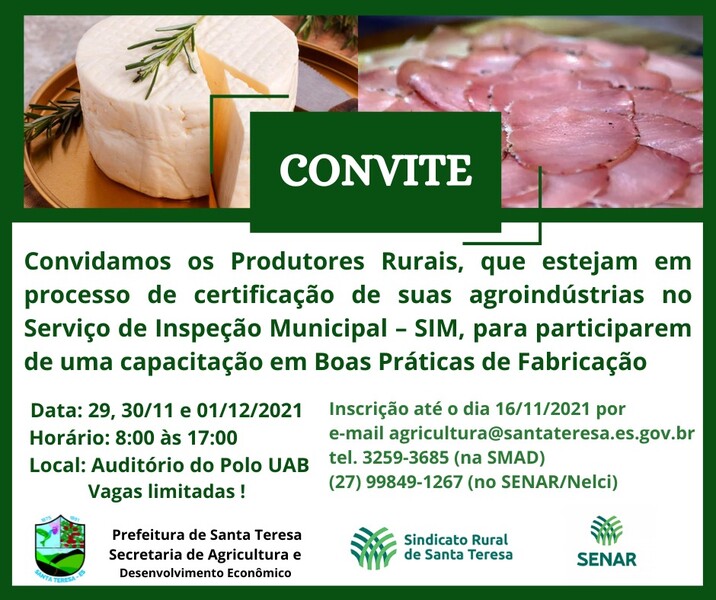 Convite: Capacitação em Boas Práticas de Fabricação