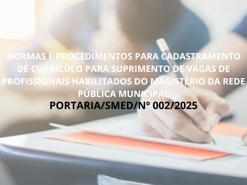 PORTARIA/SMED/Nº 002/2025