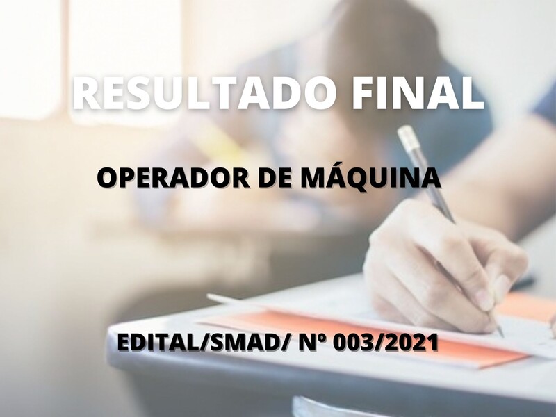 Resultado final para o cargo de Operador de Máquina